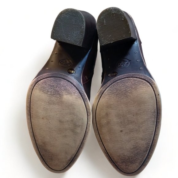 Lucky Brand Brown Leather  Western Style Stacked Heel Ankle Booties Size 8.5 - Picture 11 of 15